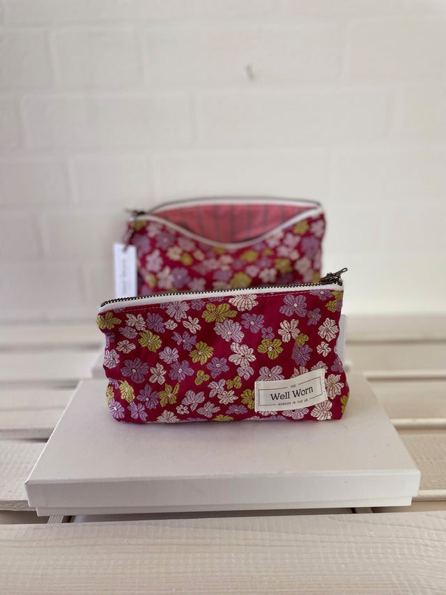 liberty fabric floral purses on table
