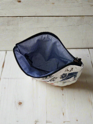 floral purse on wooden table
