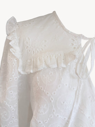 The Bella Blouse – White Broderie Cotton