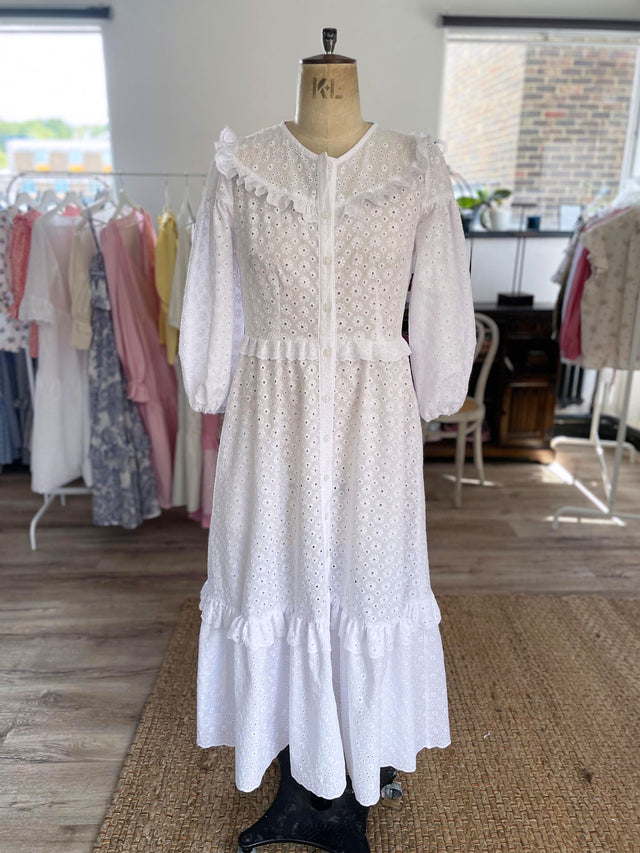 The Well Worn white broderie dress on mannequin