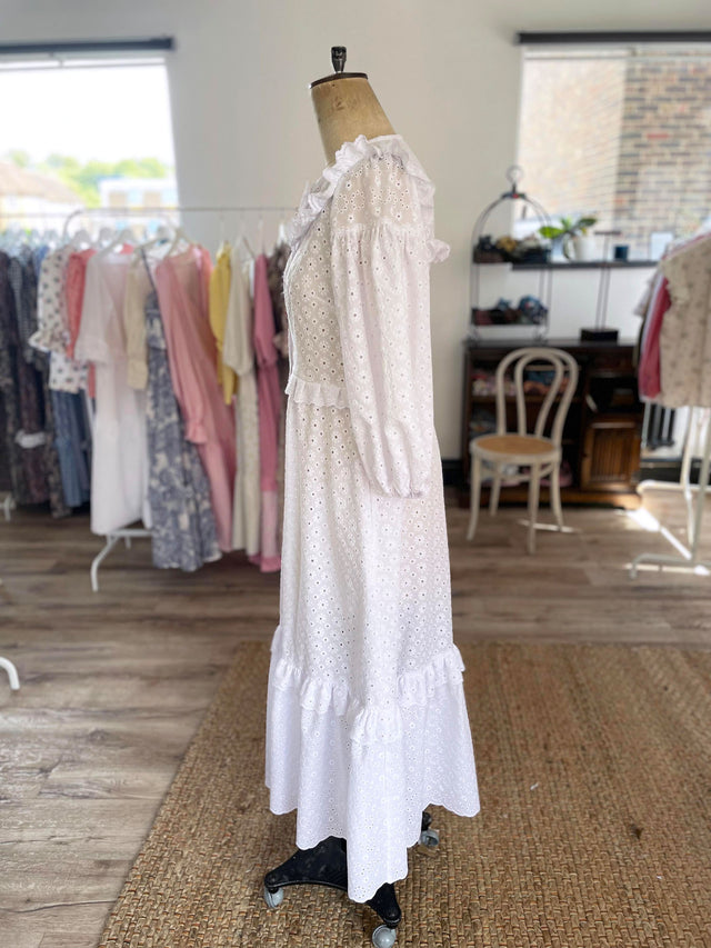 The Well Worn white broderie side dress on mannequin