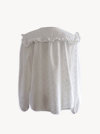 Light gray lace top on a white background