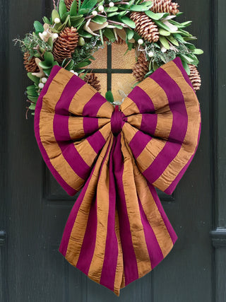 large stripe bow on door
