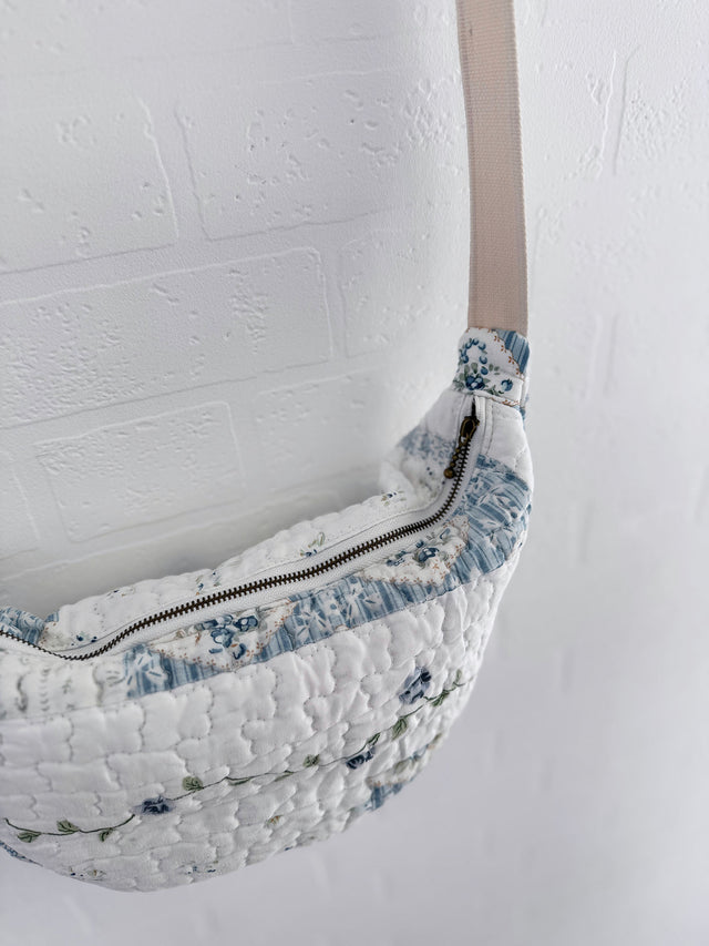 The Well Worn quilted bag on hanging on wall zip