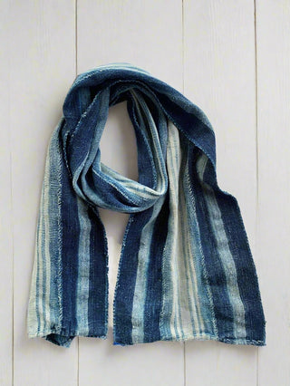 indigo scarf on table