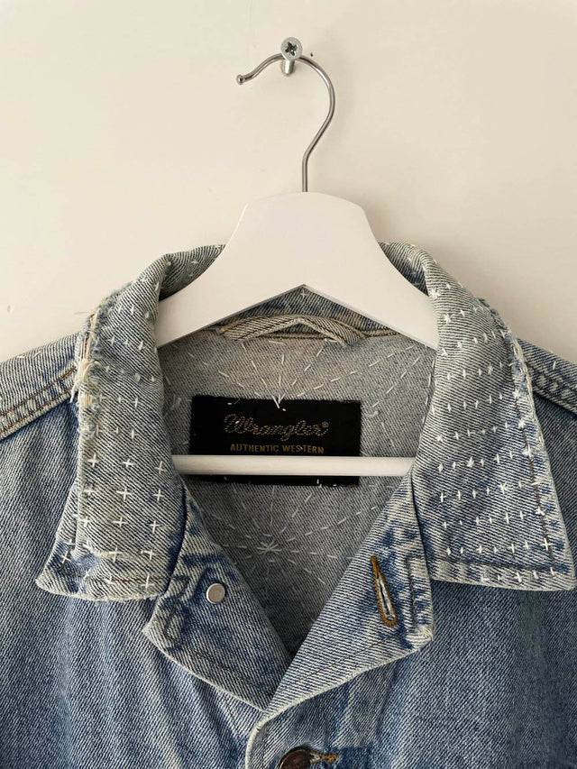 The Well Worn mended-collar-denim-jacket