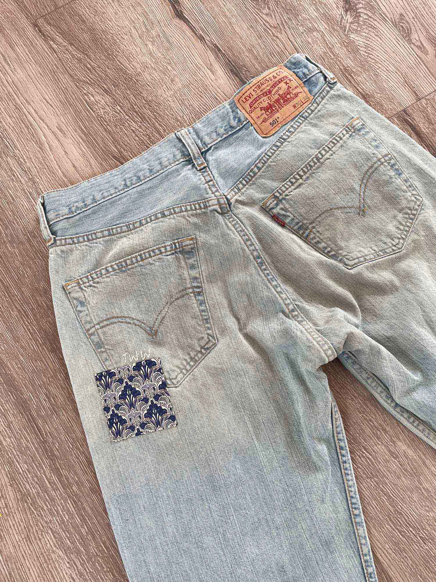 Jean Liberty Patchwork Vintage Années 70 - Style Hippie Brodé, Taille S, Occasion